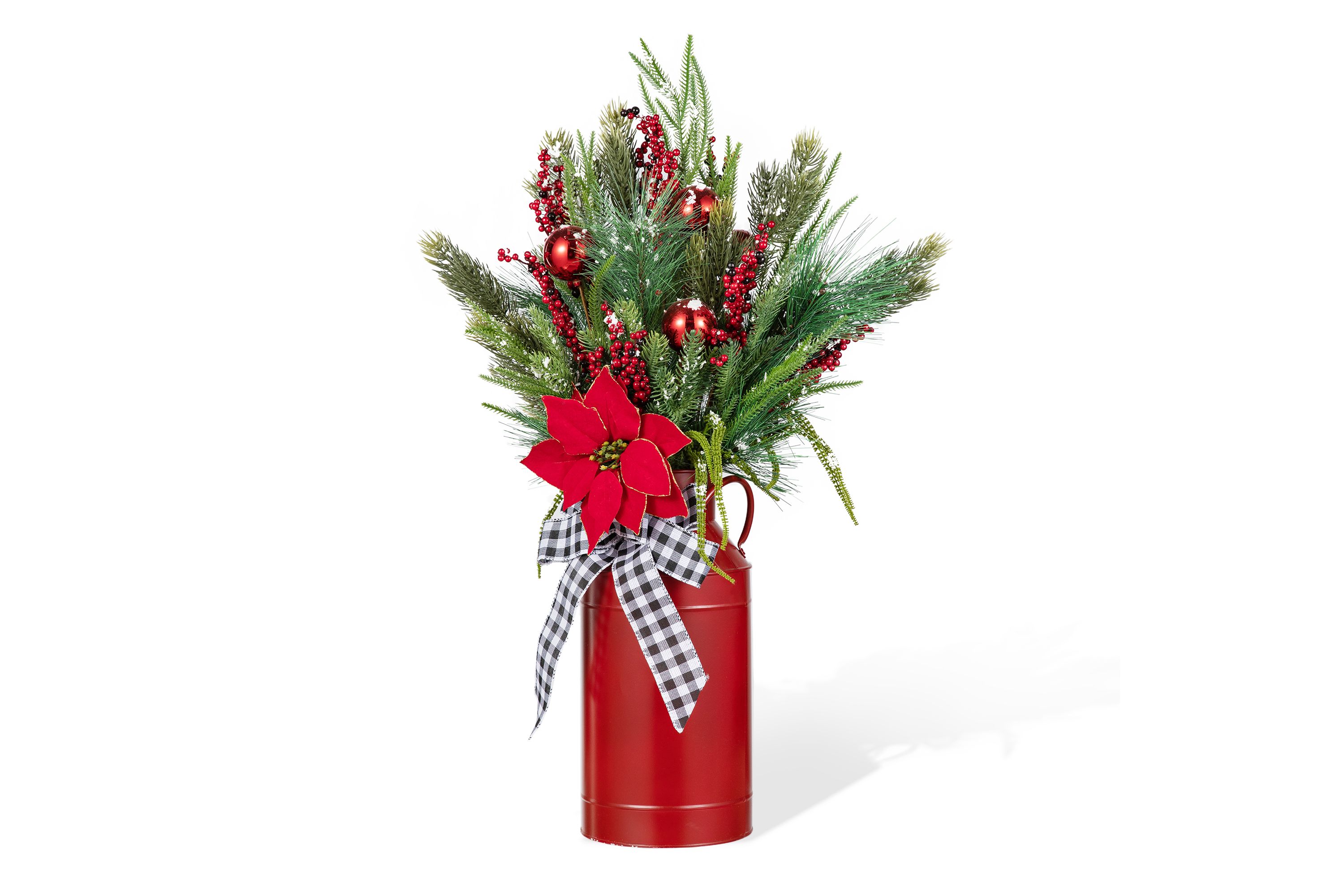 35"H Christmas Poinsettia Floral Potted Porch Tree