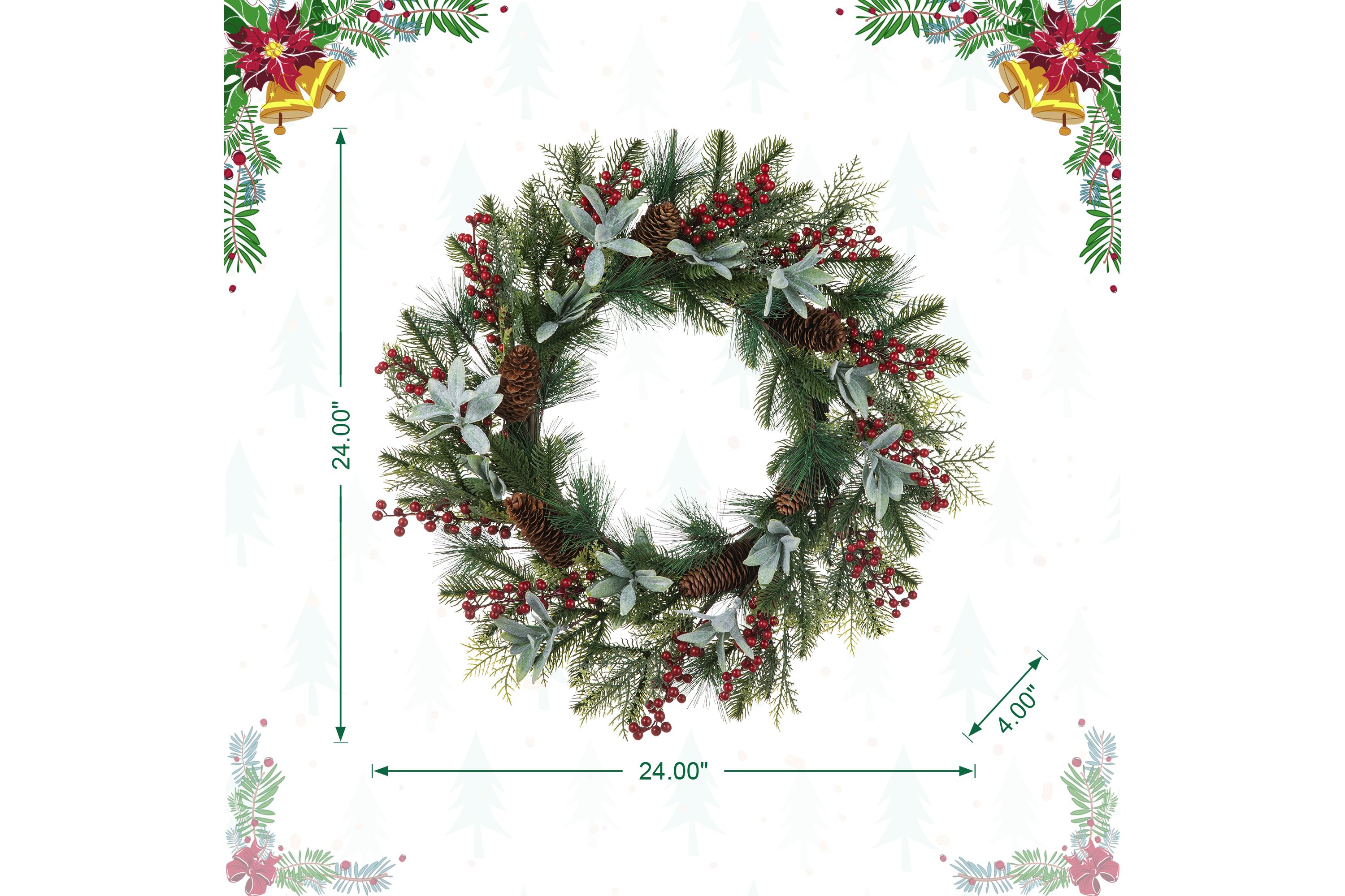 24"D Christmas Pinecone & Berry Wreath