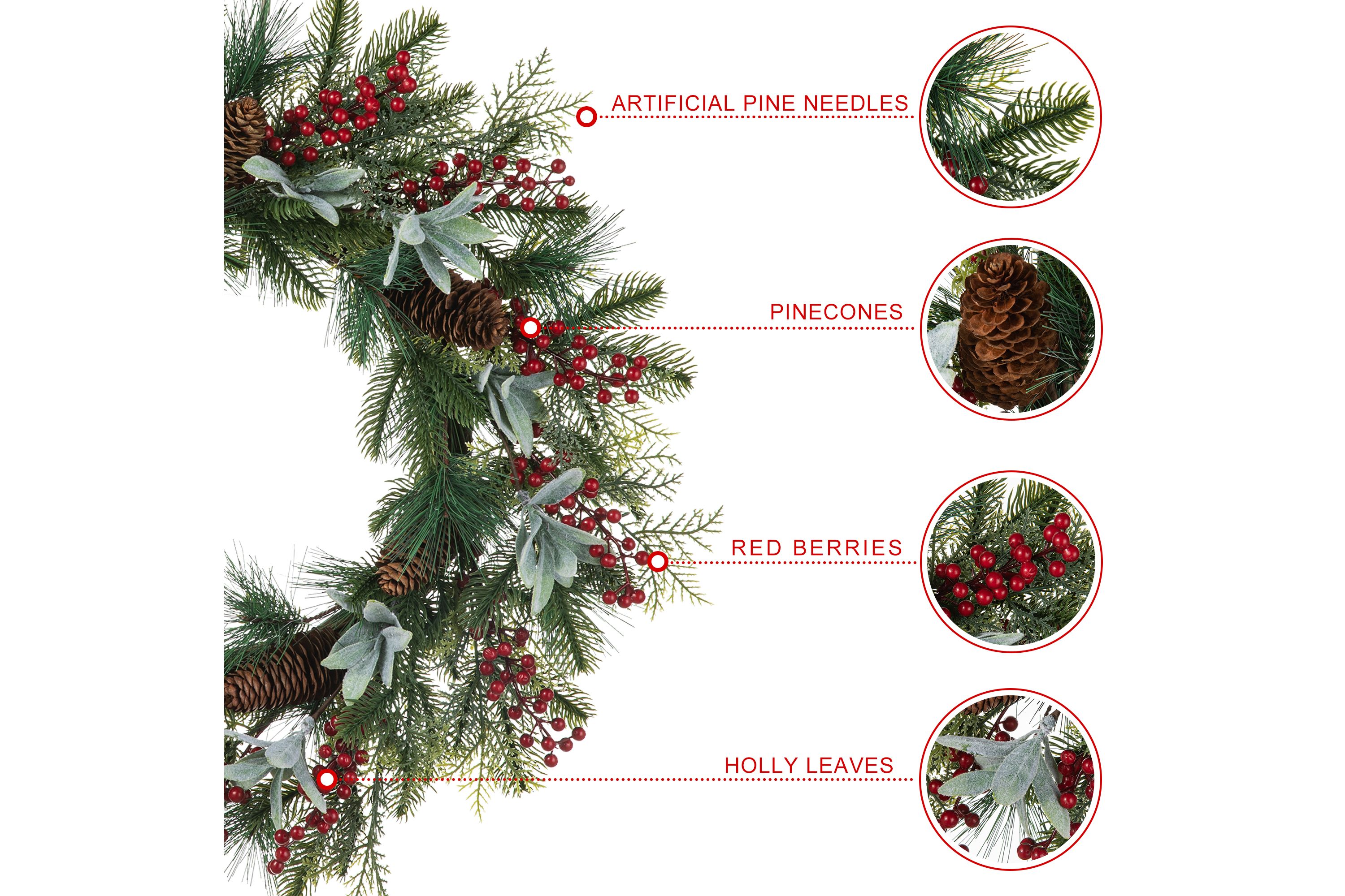 24"D Christmas Pinecone & Berry Wreath
