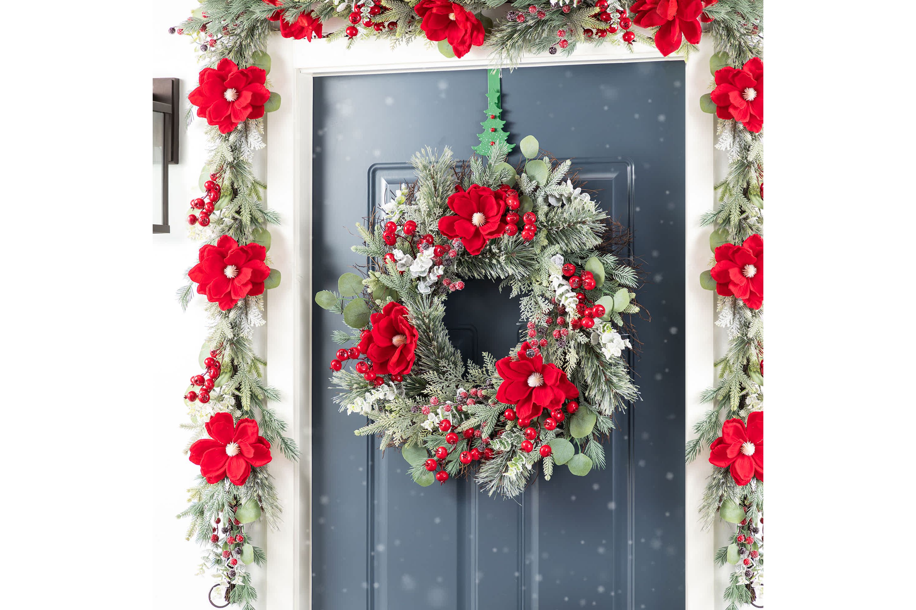 6FT Christmas Red  Mangnolia & Berry Garland