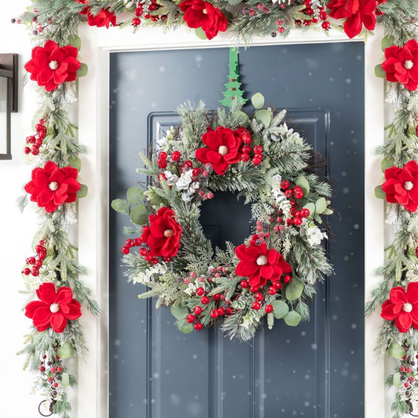 6FT Christmas Red  Mangnolia & Berry Garland