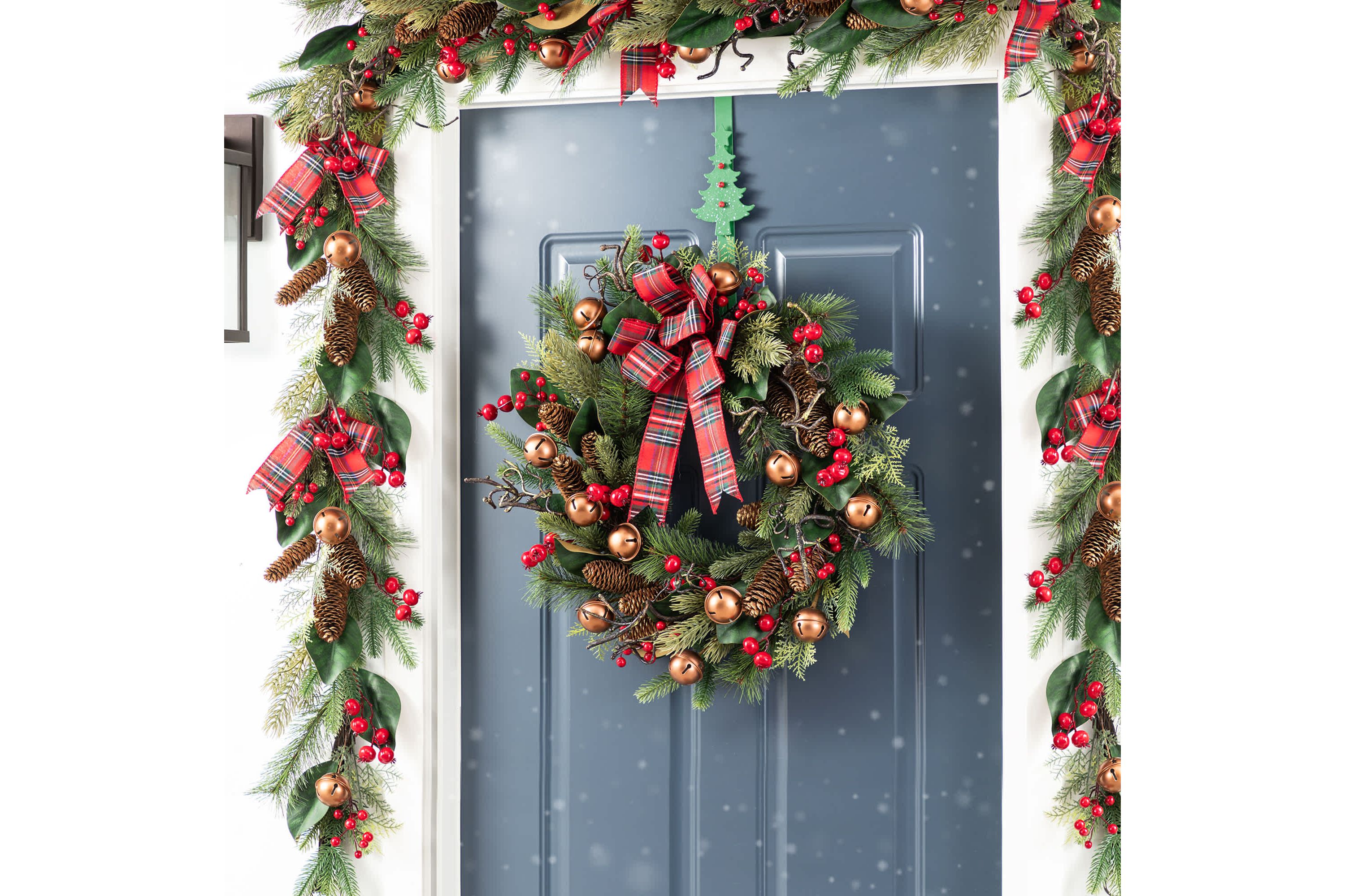 24"D Christmas Bell, Pinecone & Berry Bow Wreath