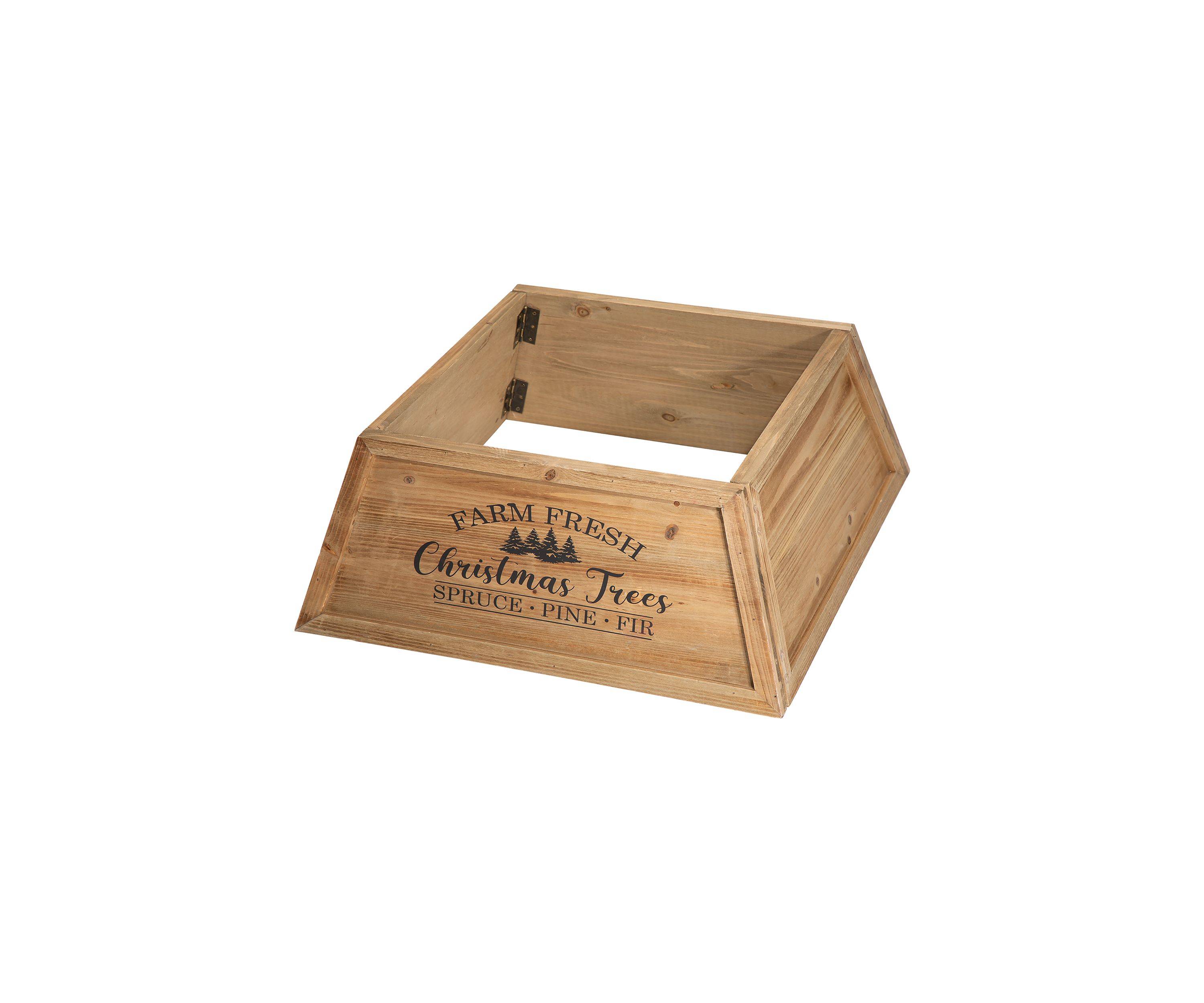 Natural Wooden Trapezoid Farm Fresh Christmas Trees Tree Collar