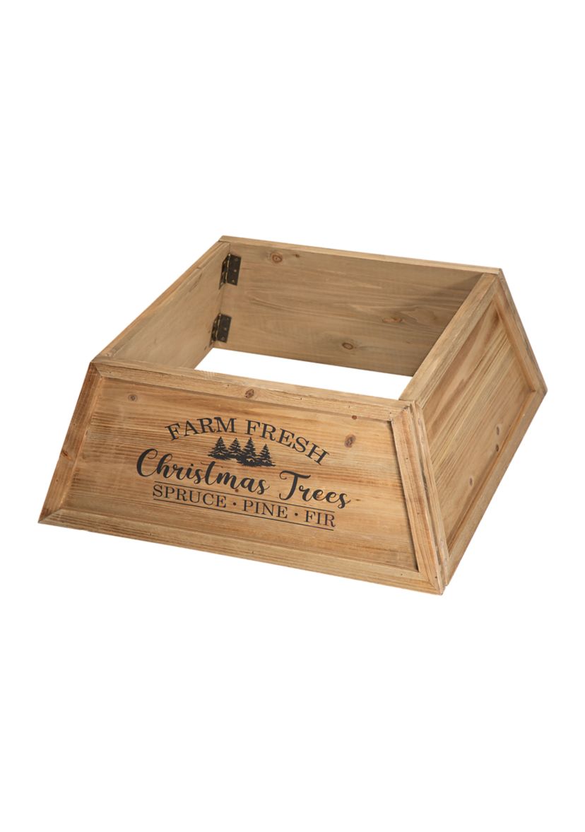 Natural Wooden Trapezoid Farm Fresh Christmas Trees Tree Collar