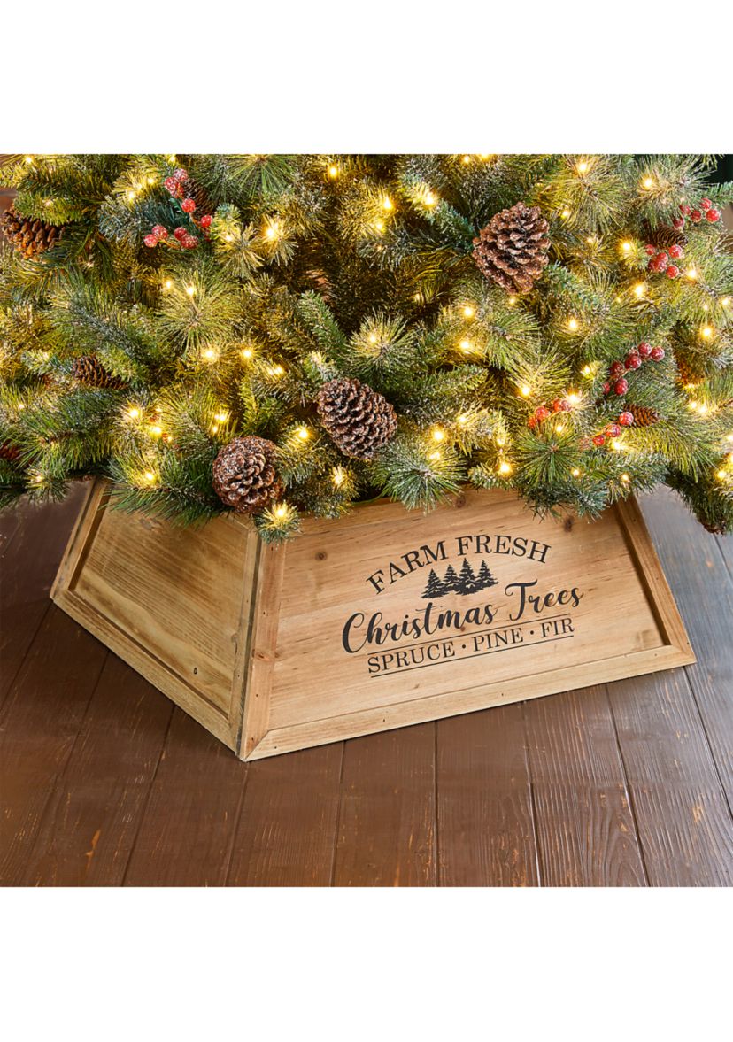 Natural Wooden Trapezoid Farm Fresh Christmas Trees Tree Collar