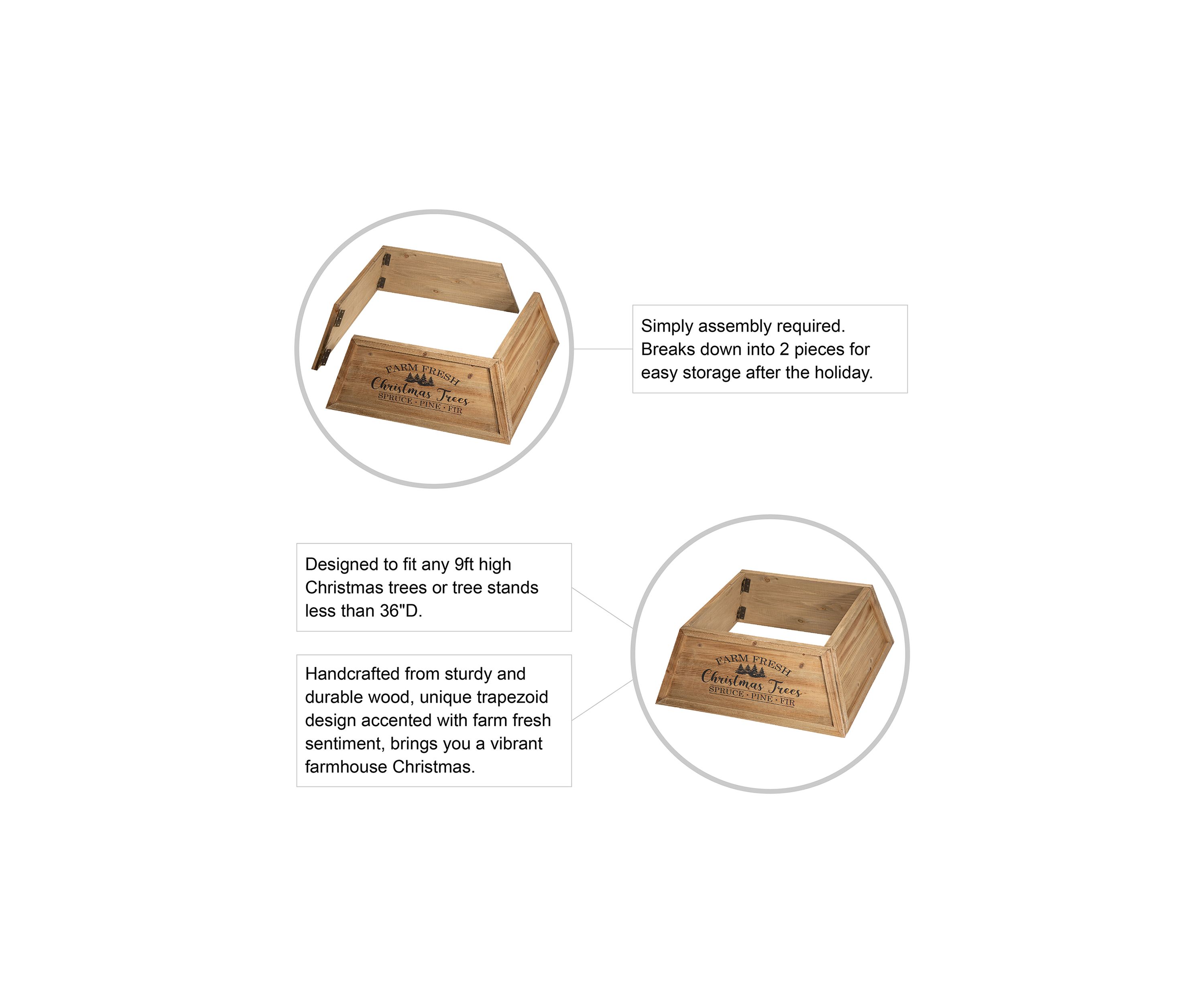 Natural Wooden Trapezoid Farm Fresh Christmas Trees Tree Collar