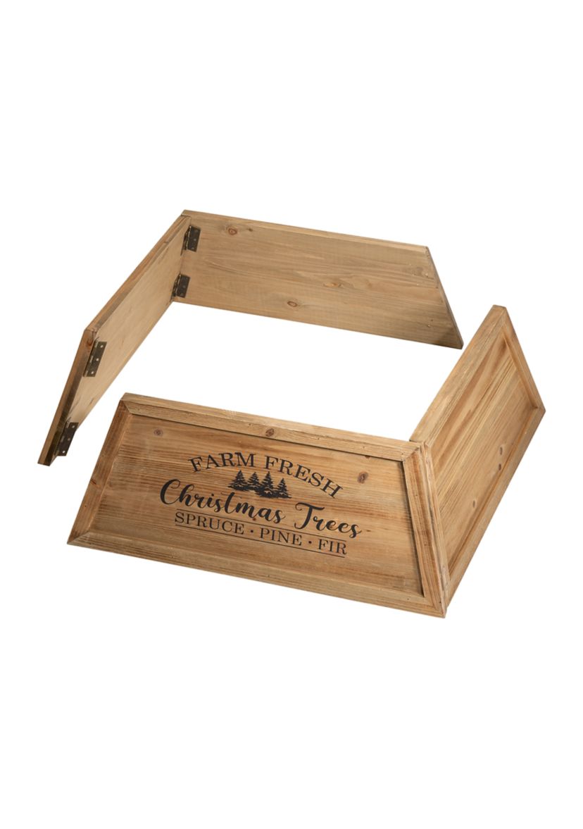 Natural Wooden Trapezoid Farm Fresh Christmas Trees Tree Collar