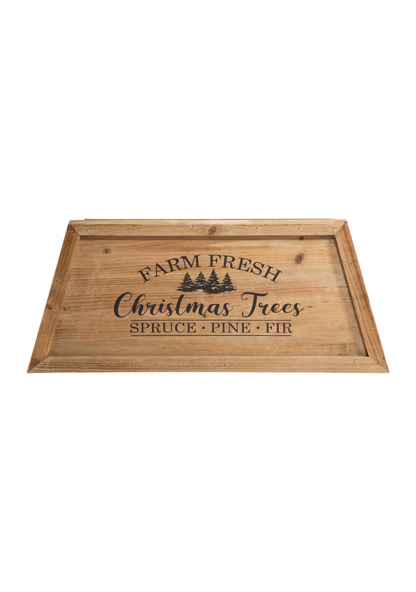 Natural Wooden Trapezoid Farm Fresh Christmas Trees Tree Collar