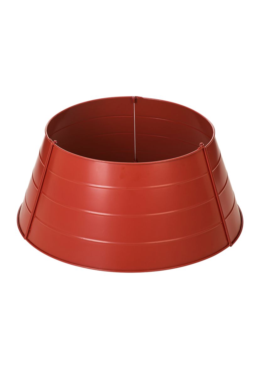 Christmas Painted Red Metal Tree Collar