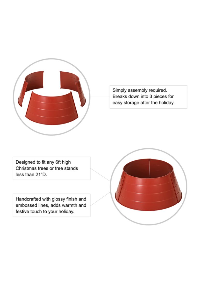 Christmas Painted Red Metal Tree Collar