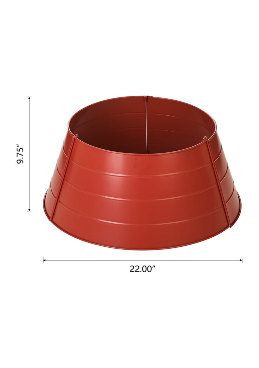 Christmas Painted Red Metal Tree Collar