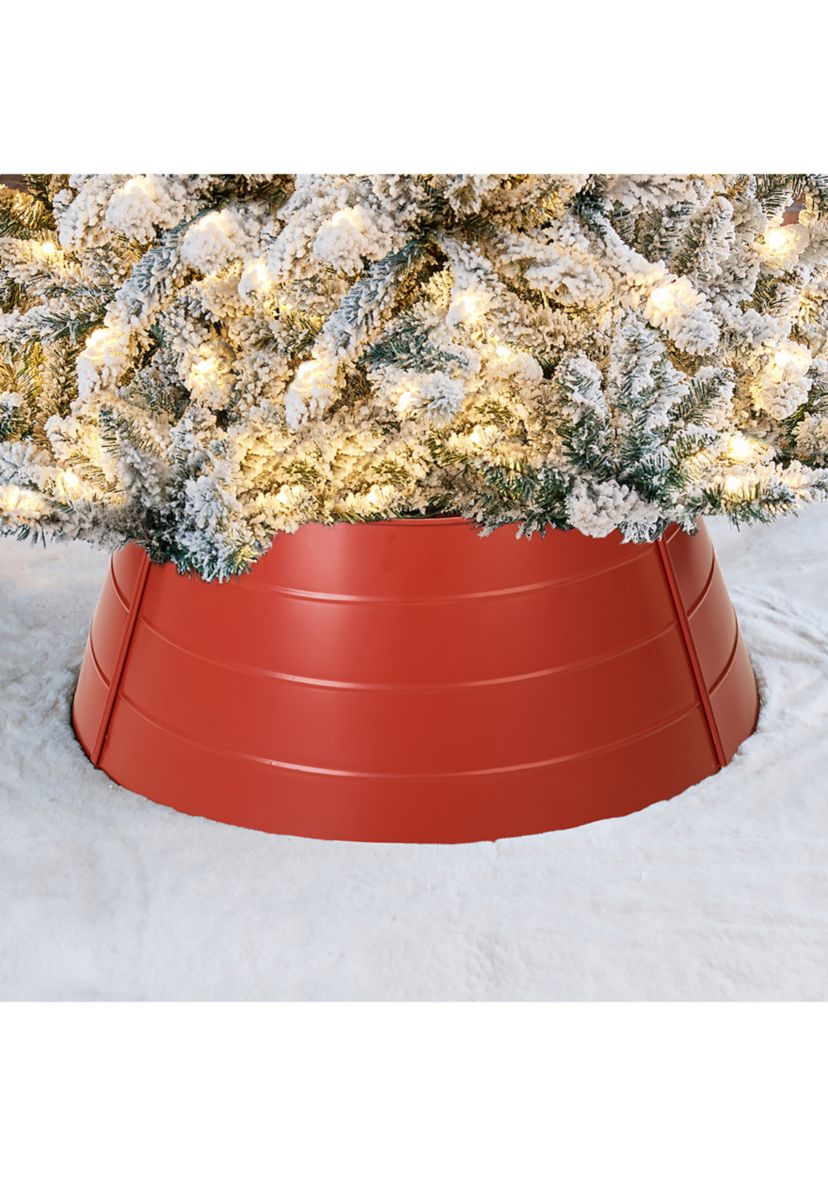 Christmas Painted Red Metal Tree Collar