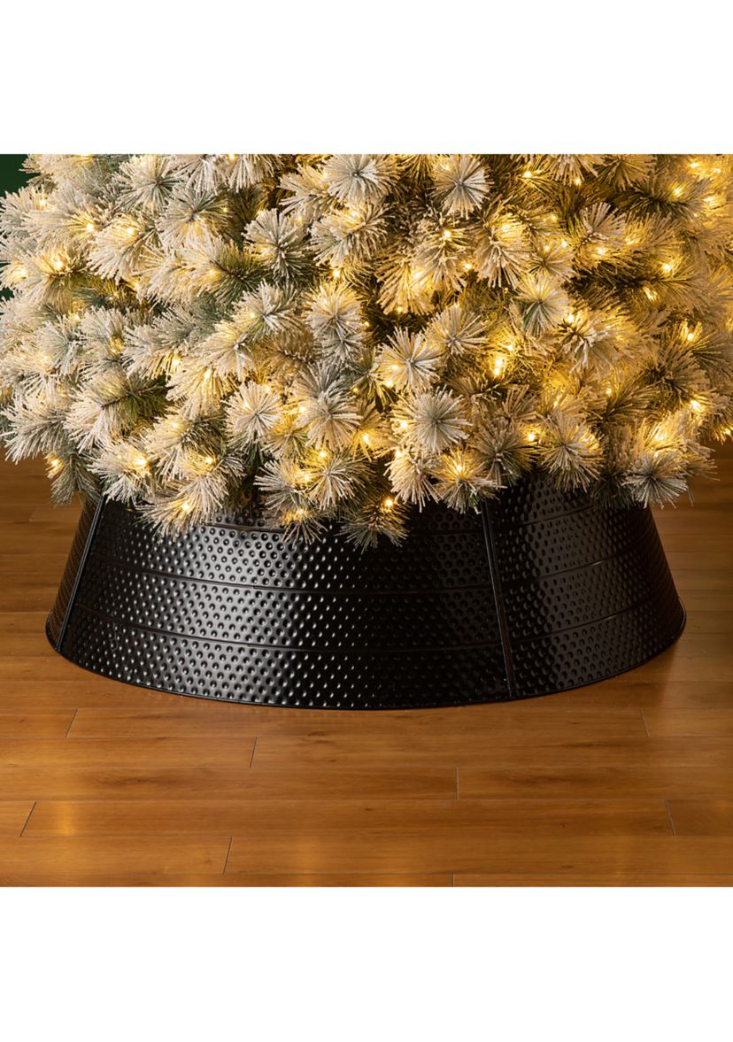 Christmas Black Hammered Metal Tree Collar