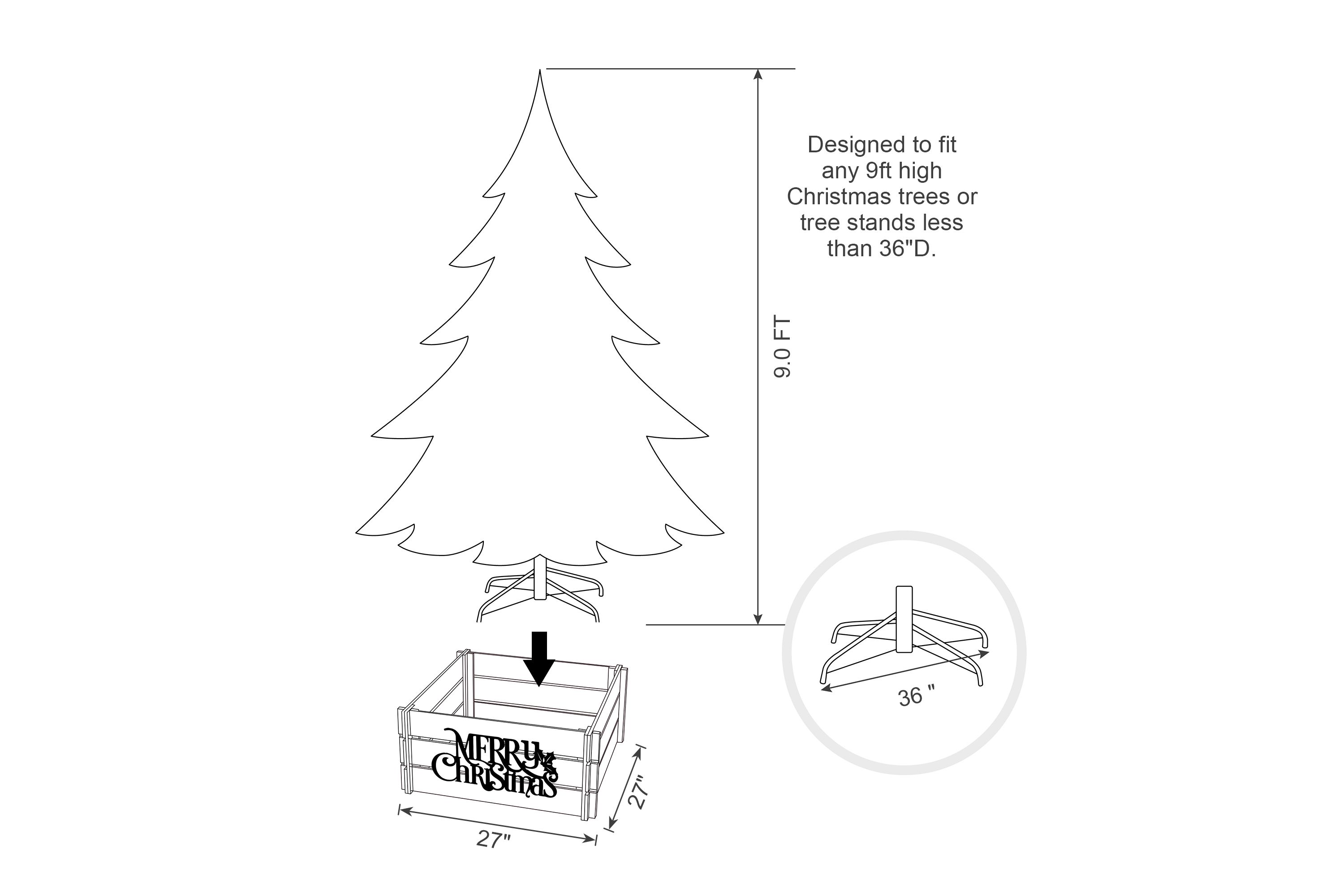 27"L Red "MERRY CHRISTMAS" Wooden Crate Tree Collar(KD)