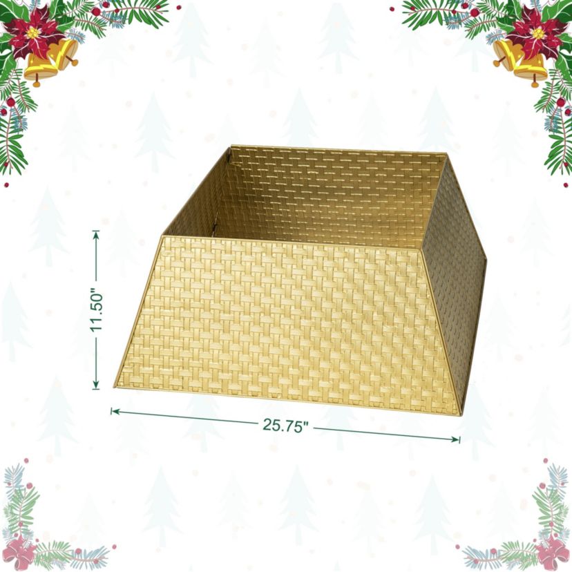 25.75"L Trapezoid Gold Metal Weave Tree Collar (KD)