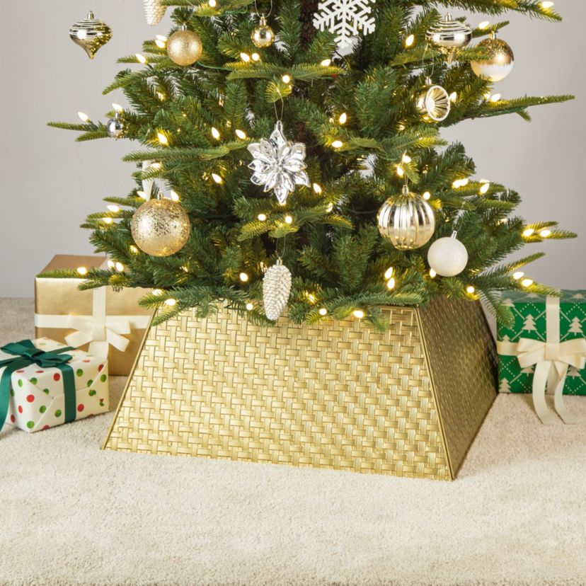 25.75"L Trapezoid Gold Metal Weave Tree Collar (KD)