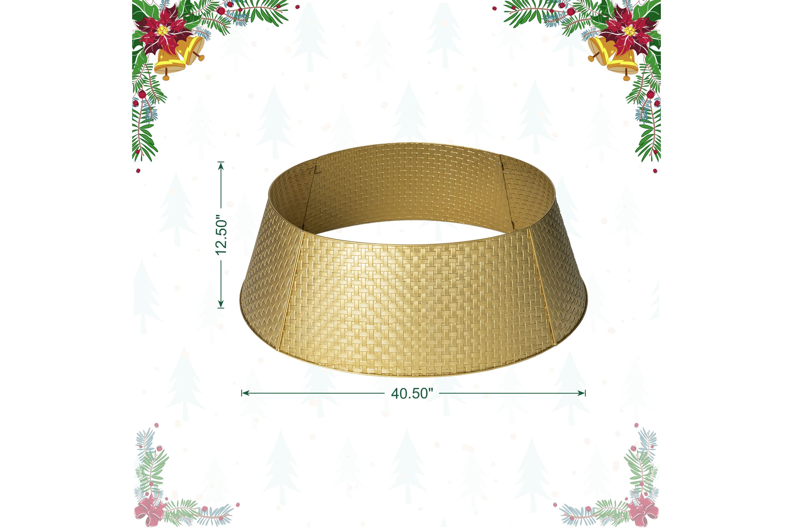 40.5"D Gold Metal Weave Tree Collar (KD)