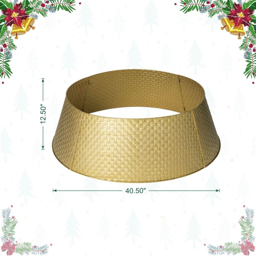 40.5"D Gold Metal Weave Tree Collar (KD)