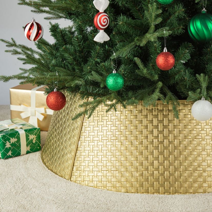 40.5"D Gold Metal Weave Tree Collar (KD)