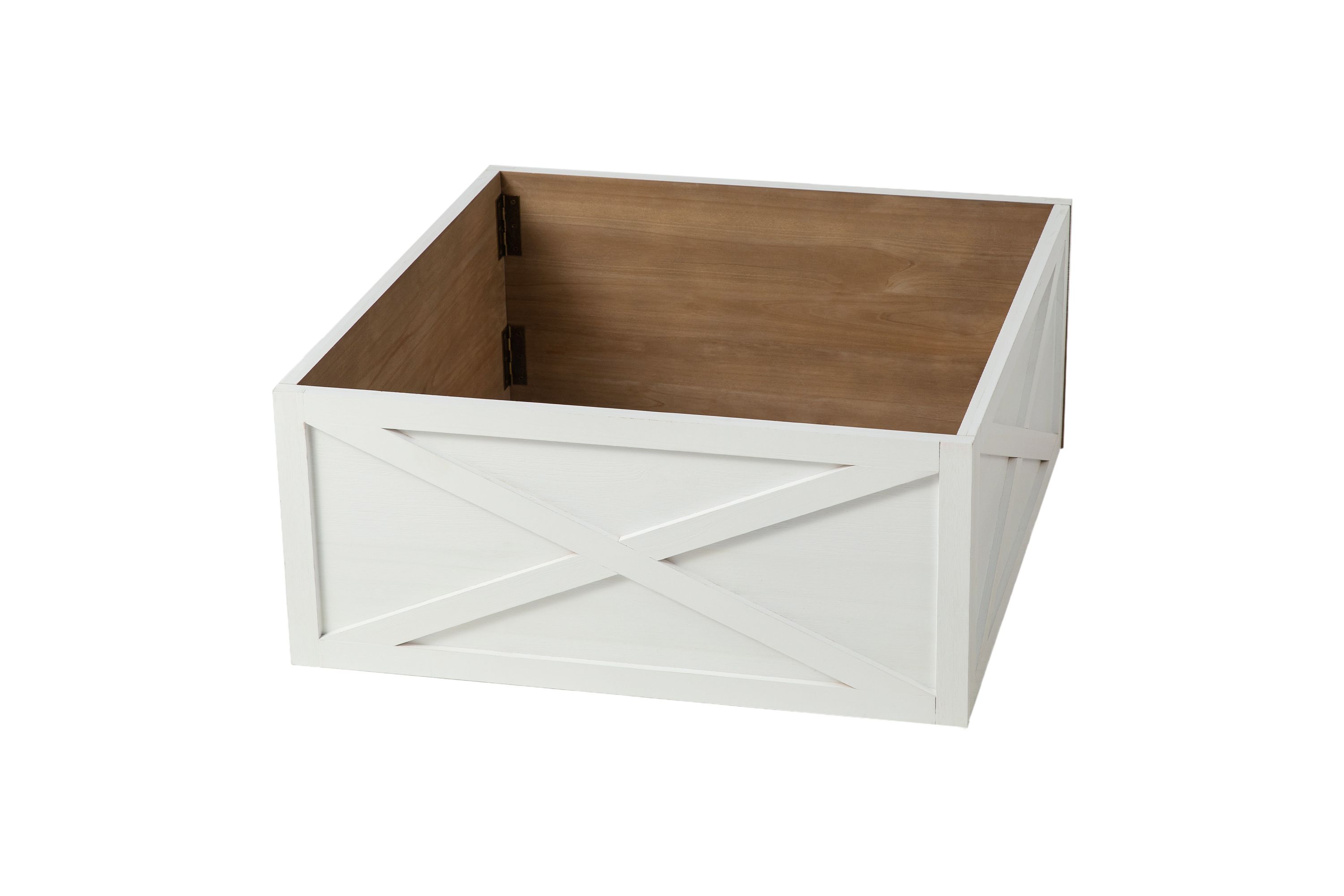 26"L Washed White Wooden Tree Collar(KD)