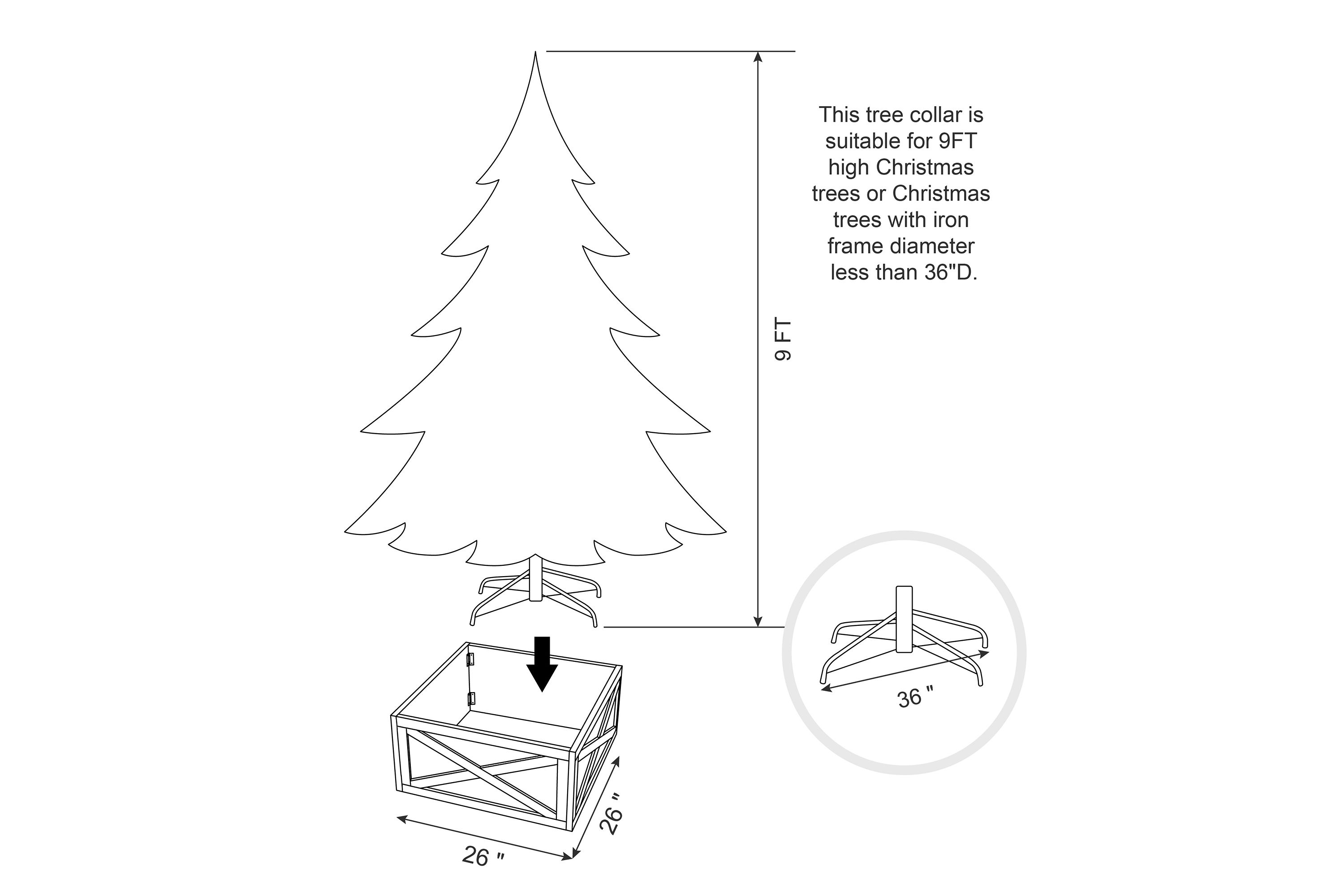 26"L Washed White Wooden Tree Collar(KD)