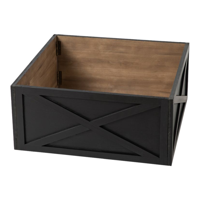26"L X 26"W Washed Black Wooden Tree Collar(KD)