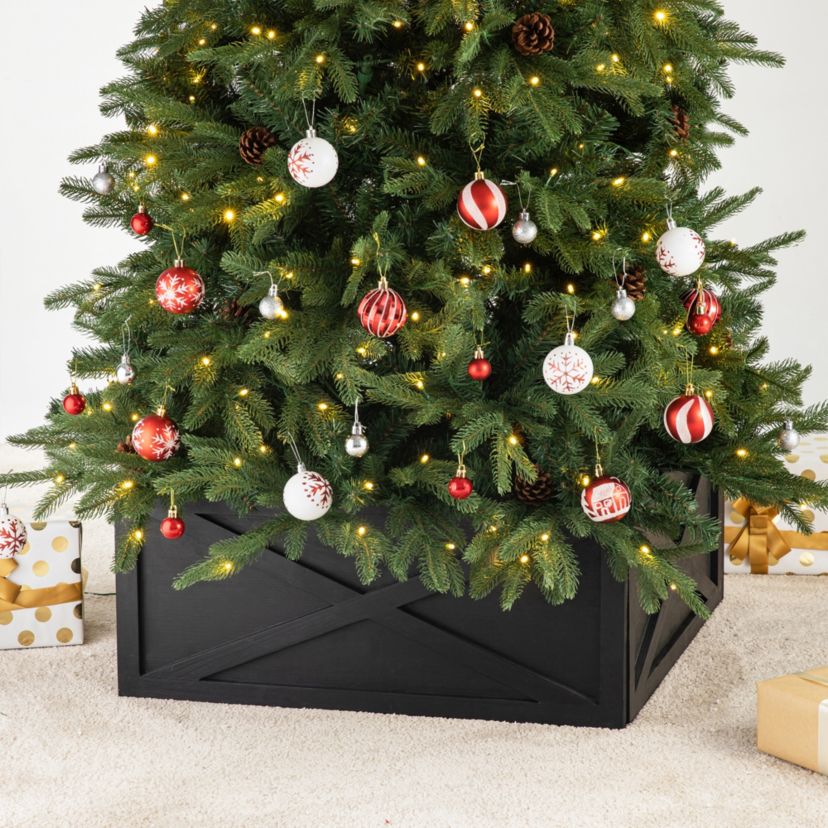 26"L X 26"W Washed Black Wooden Tree Collar(KD)
