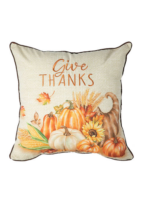 Glitzhome Thanksgiving Embroidered Pillow
