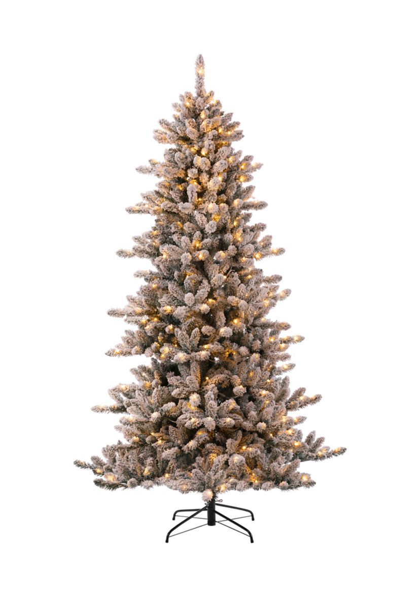 Pre-Lit Snow Flocked Fir Christmas Tree with 400 Warm White Lights