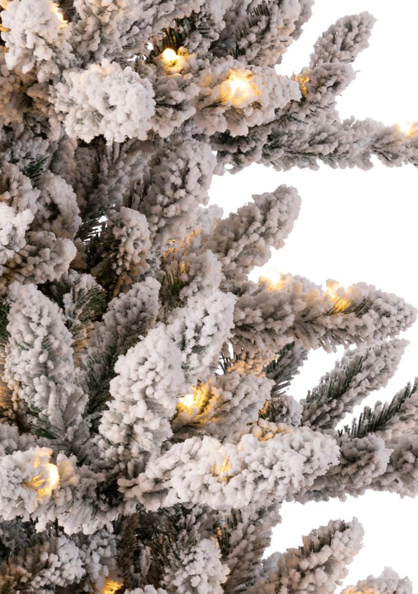 Pre-Lit Snow Flocked Fir Christmas Tree with 400 Warm White Lights