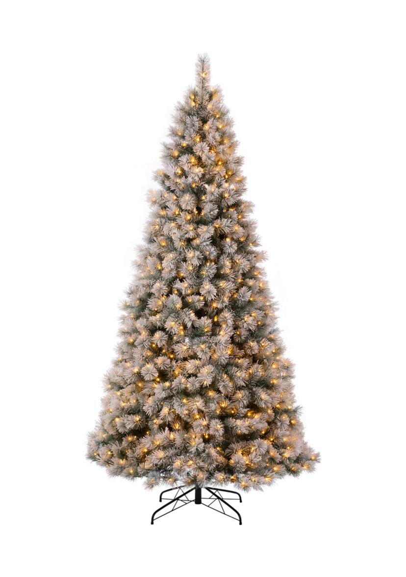 Pre-Lit Snow Flocked Artificial Pine Christmas Tree with 900 Warm White Lights