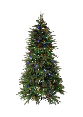 Glitzhome Pre-Lit Green Fir Artificial Christmas Tree With 350 Led Lights, 9 Functional Warm White/multi-Color, Remote Controller