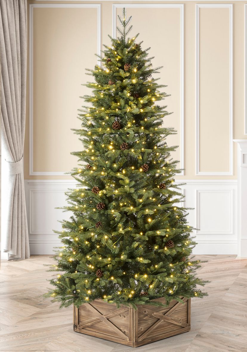 Pre-Lit Green Fir Artificial Christmas Tree with 350 LED Lights, 9 Functional Warm White/Multi-Color, Remote Controller