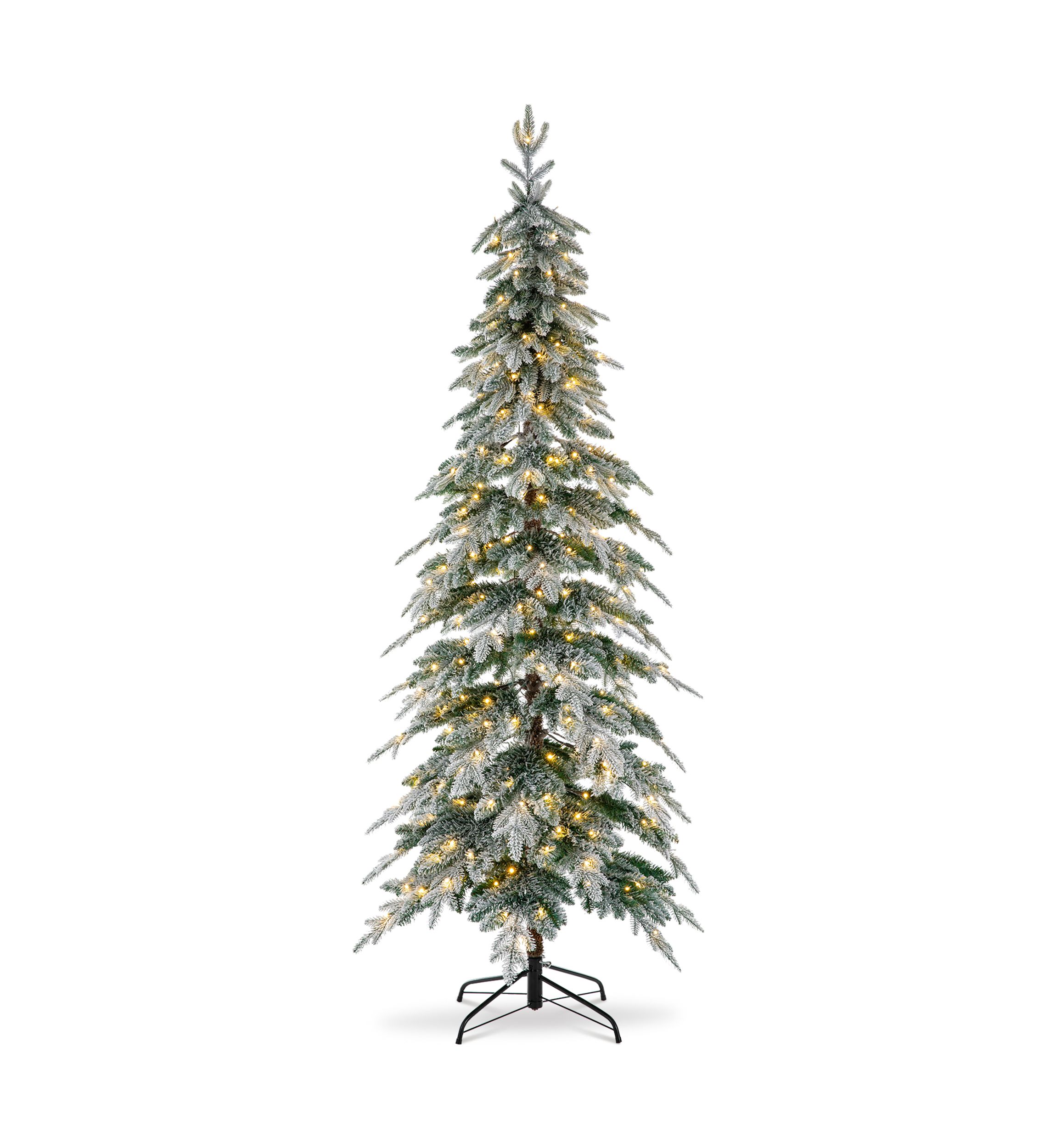 7.5 Foot Pre-Lit Flocked Pencil Spruce Artificial Christmas Tree with 350 Lights
