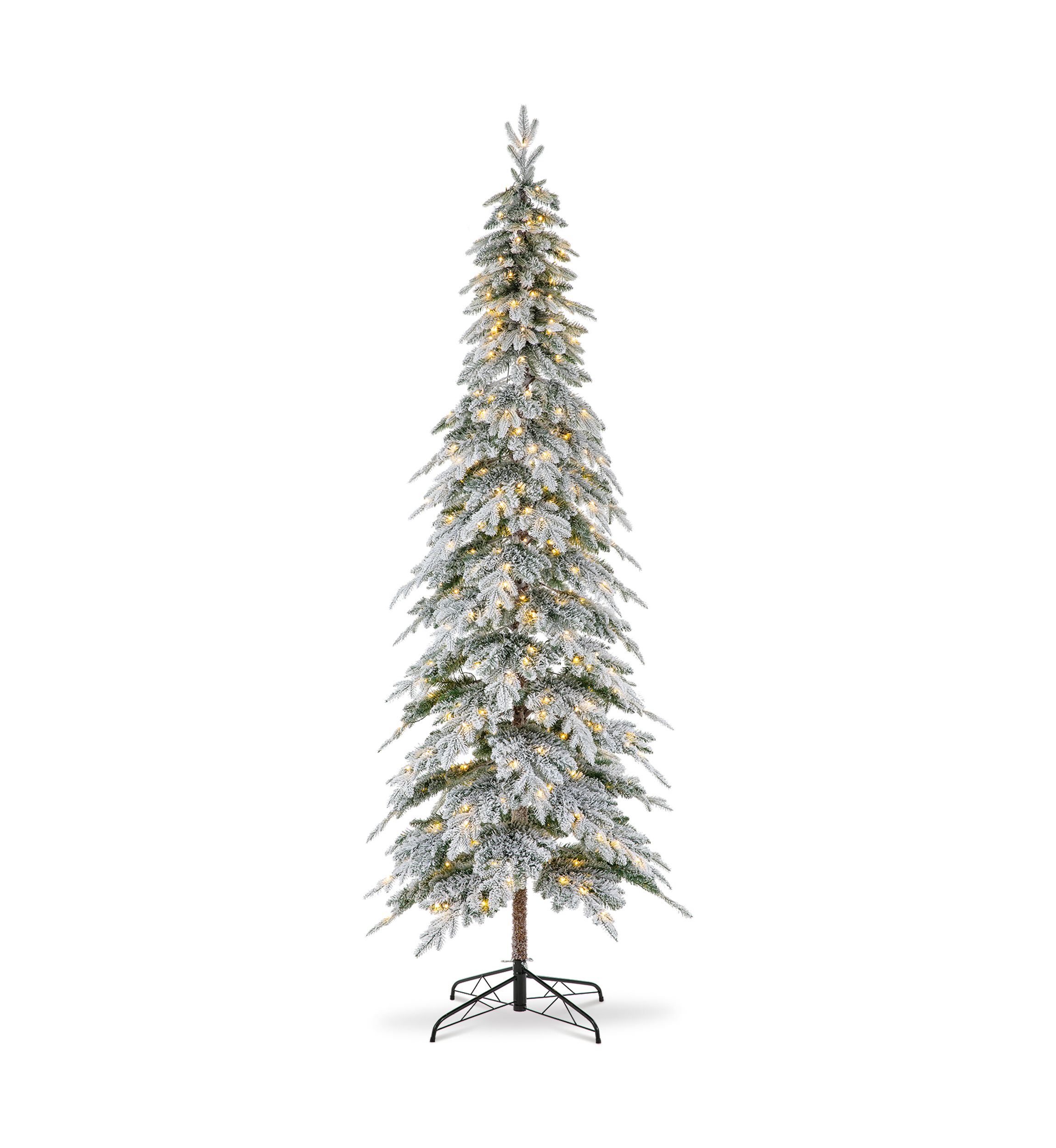 9 Foot Pre-Lit Flocked Pencil Spruce Artificial Christmas Tree with 470 Lights