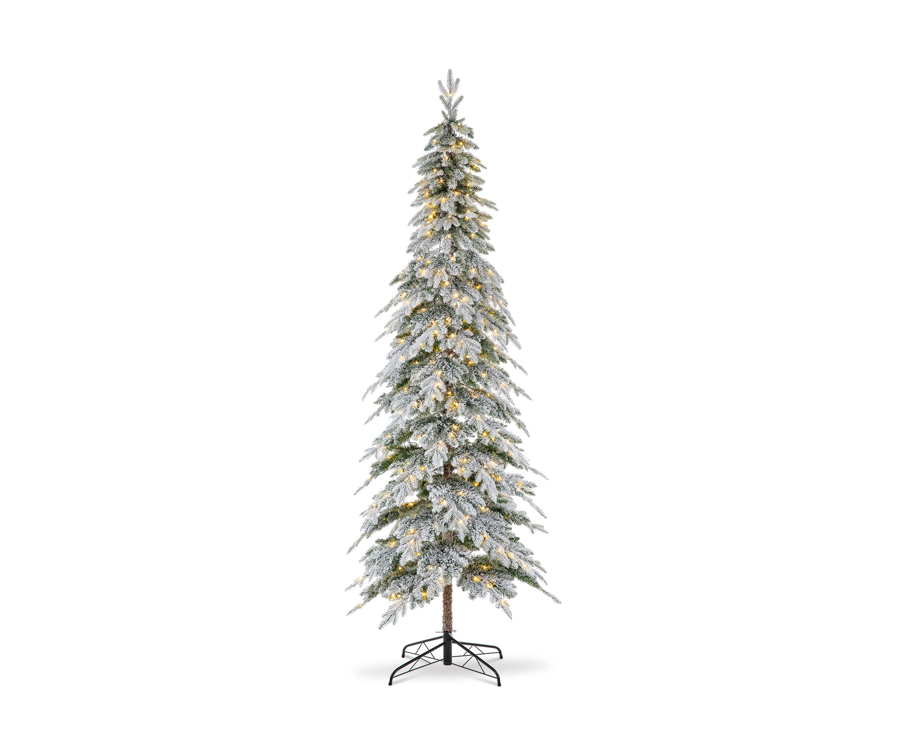 9 Foot Pre-Lit Flocked Pencil Spruce Artificial Christmas Tree with 470 Lights