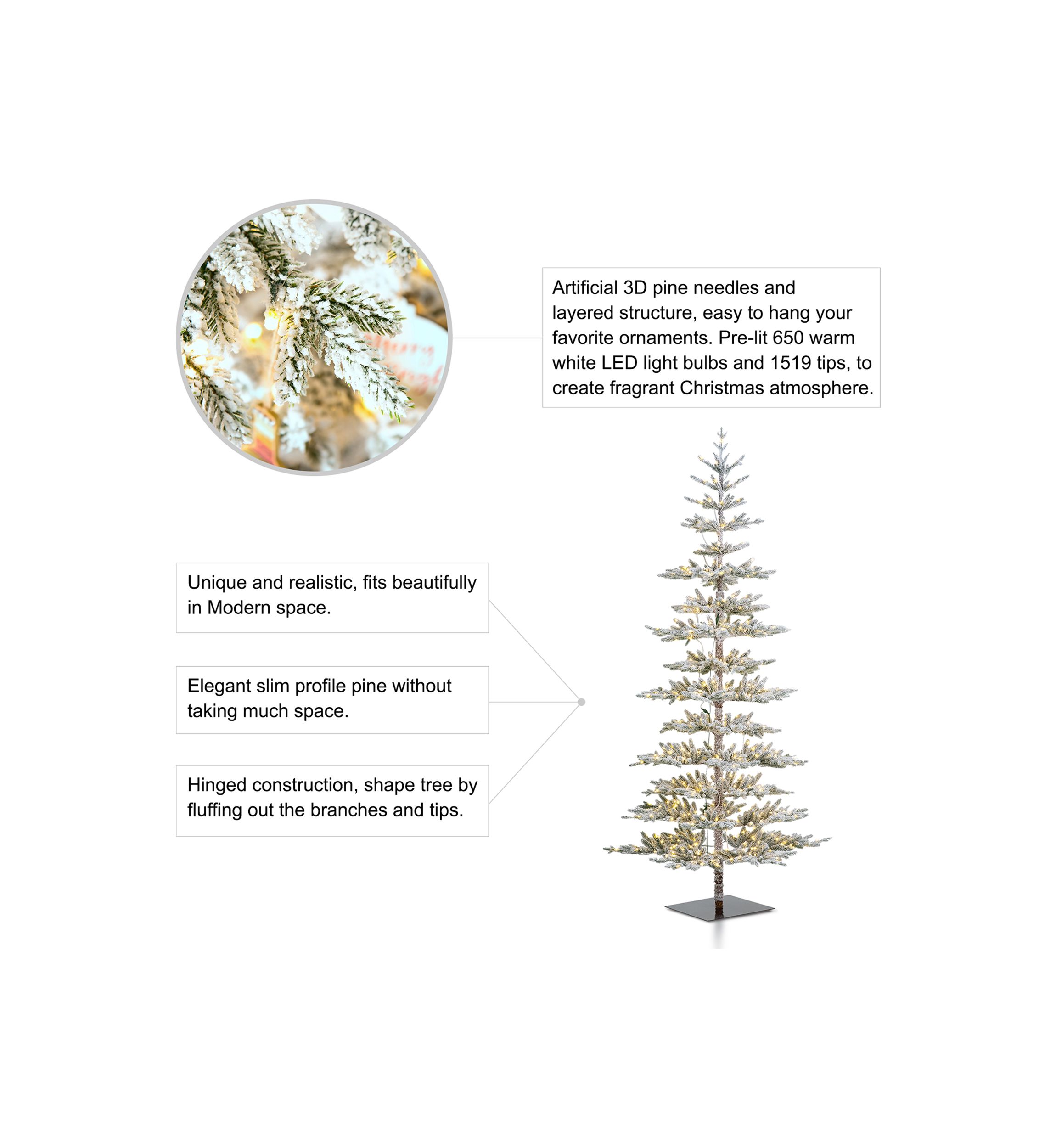 9 Foot Deluxe Pre-Lit Flocked Pine Artificial Christmas Tree with 650 Lights