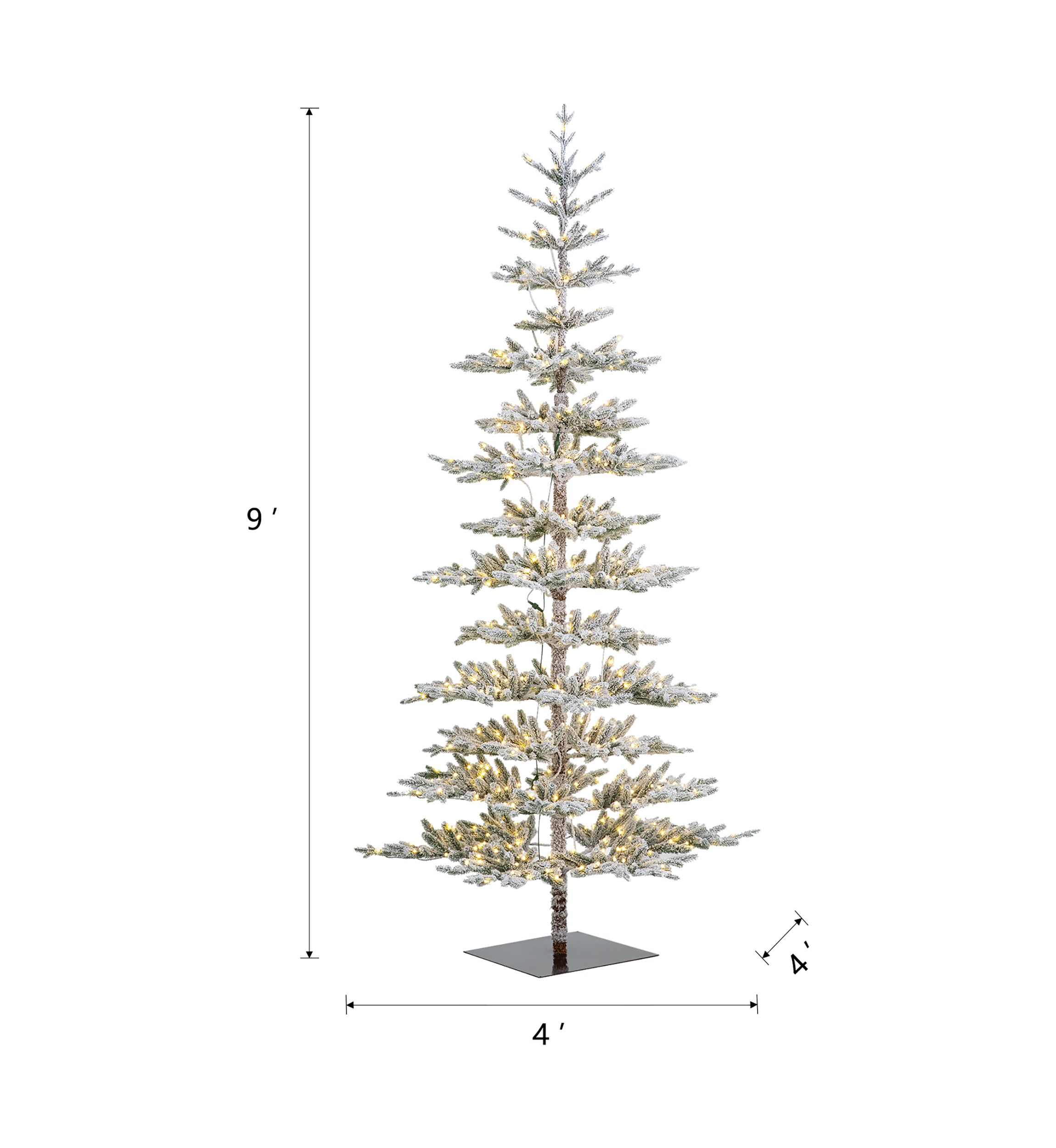 9 Foot Deluxe Pre-Lit Flocked Pine Artificial Christmas Tree with 650 Lights