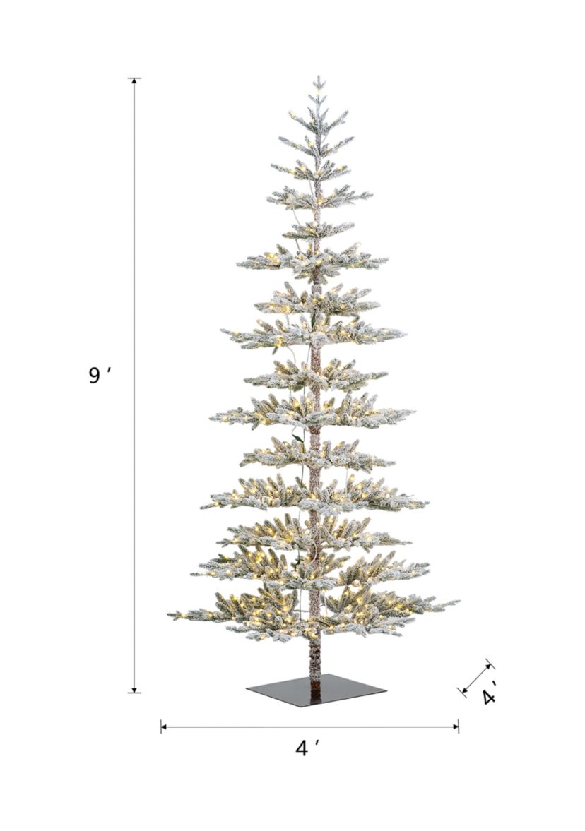 9 Foot Deluxe Pre-Lit Flocked Pine Artificial Christmas Tree with 650 Lights