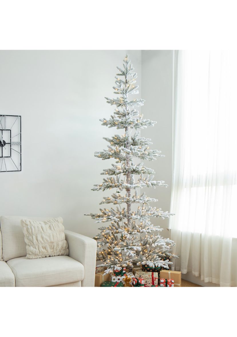 9 Foot Deluxe Pre-Lit Flocked Pine Artificial Christmas Tree with 650 Lights