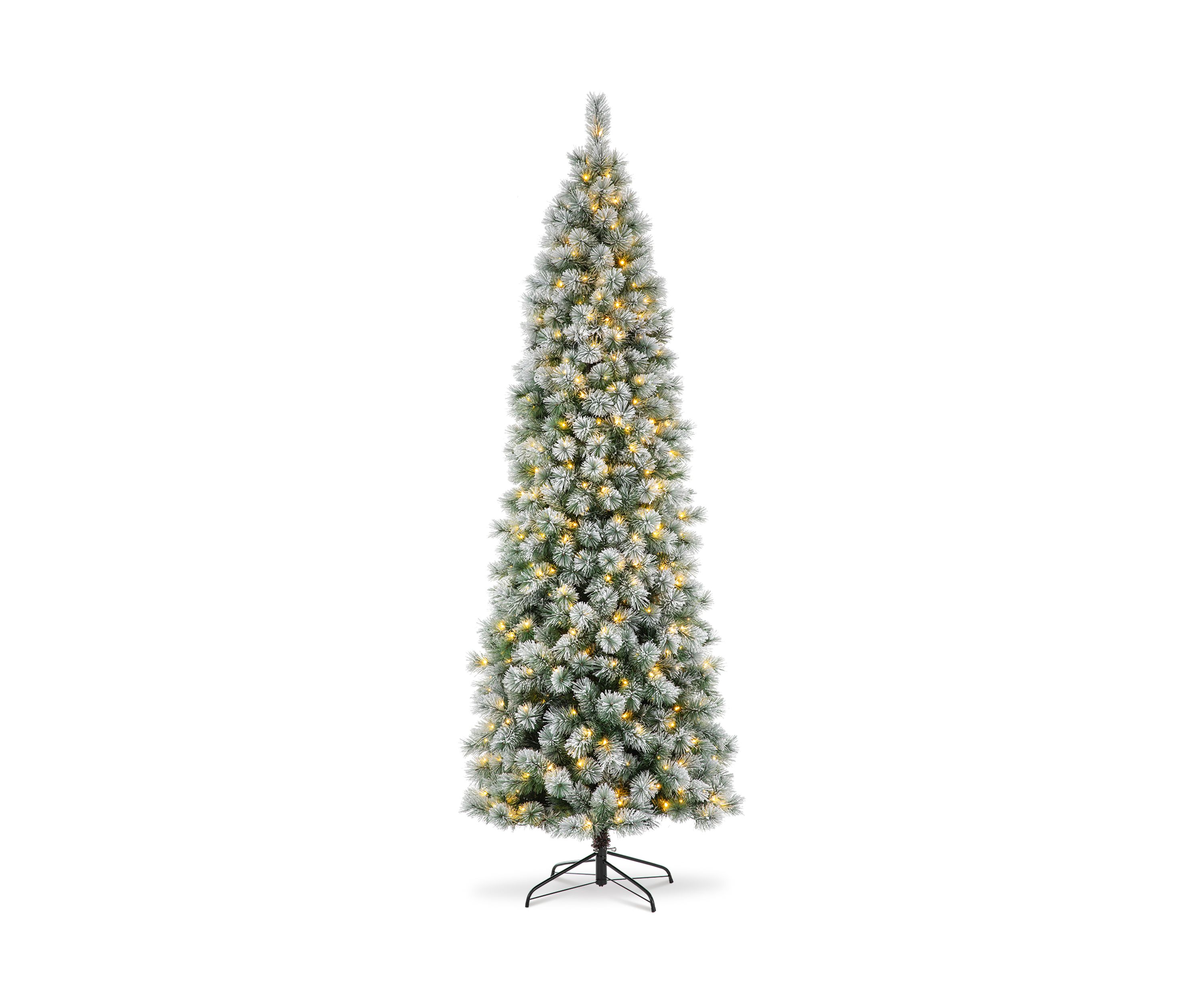9 Foot Pre-Lit Flocked Pencil Pine Artificial Christmas Tree with 500 Lights