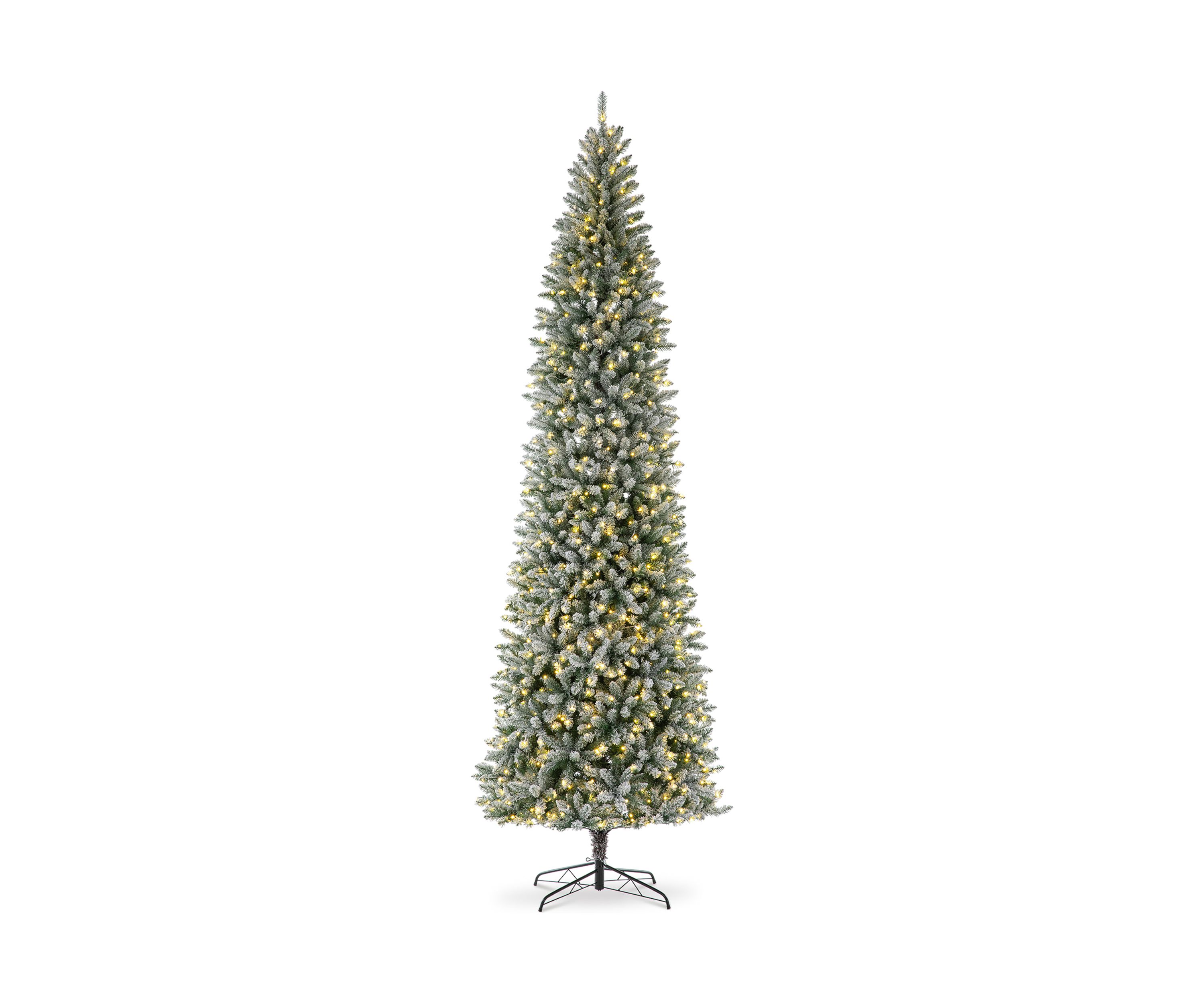 11 Foot Pre-Lit Flocked Pencil Fir Artificial Christmas Tree with 950 Lights