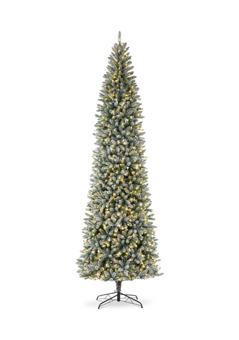 11 Foot Pre-Lit Flocked Pencil Fir Artificial Christmas Tree with 950 Lights