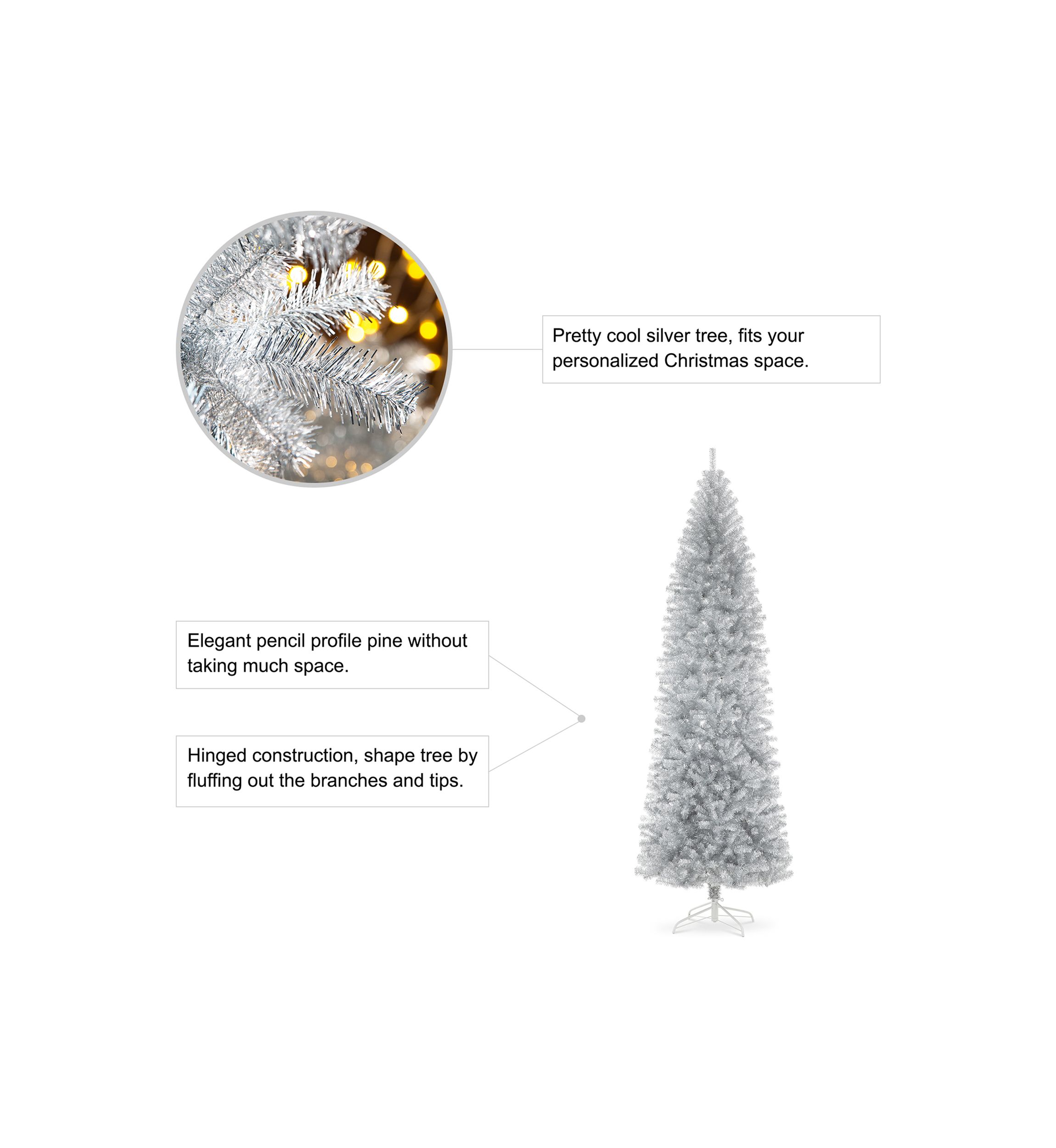 9 Silver Tinsel Artificial Christmas Tree