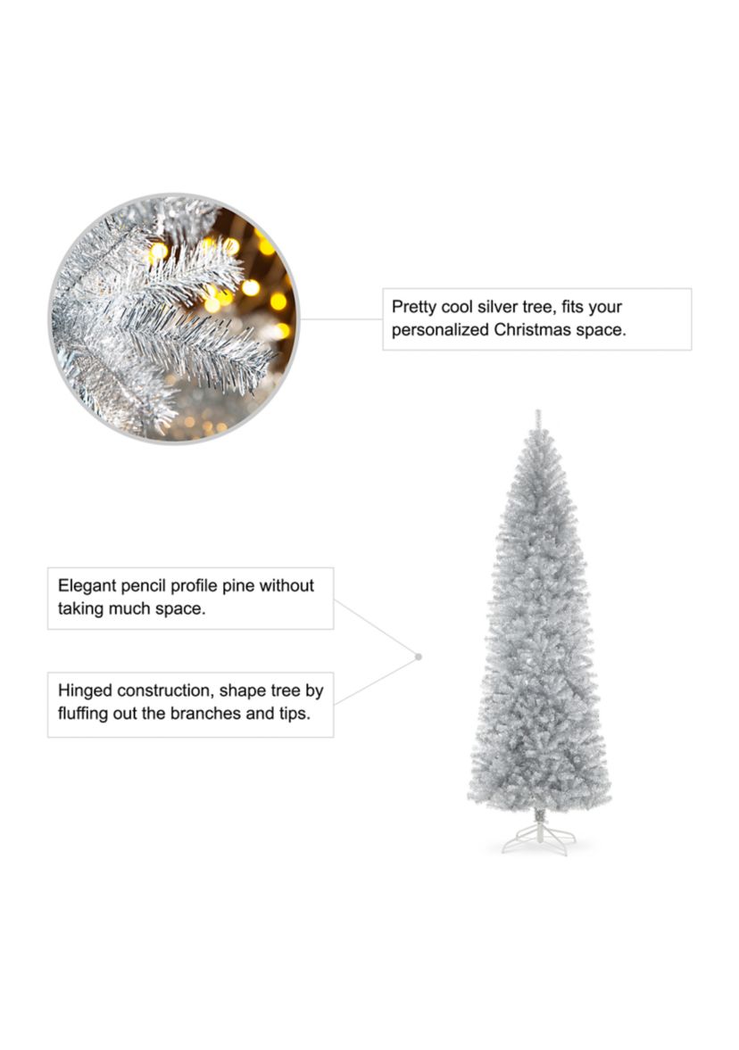 9 Silver Tinsel Artificial Christmas Tree