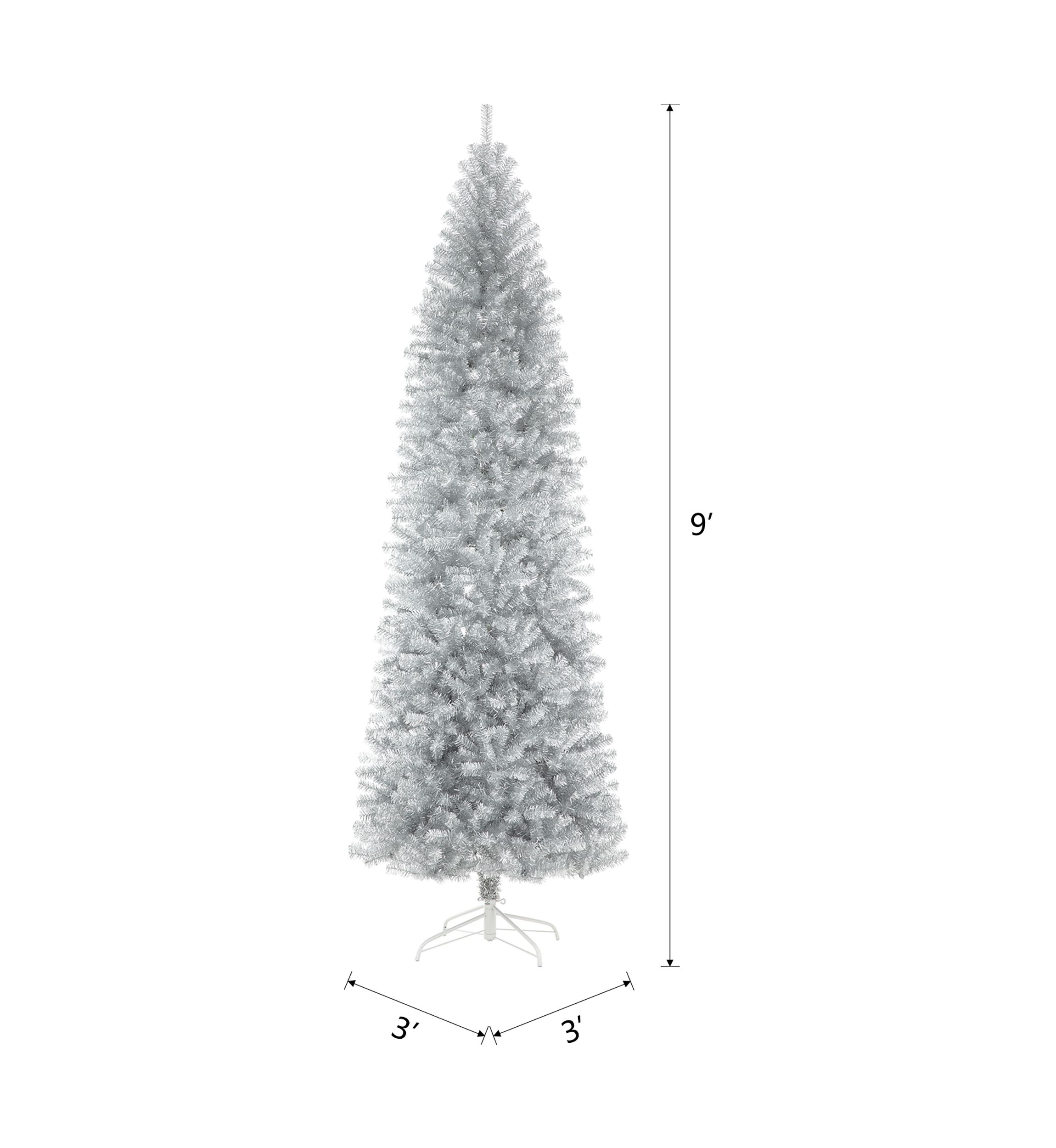 9 Silver Tinsel Artificial Christmas Tree