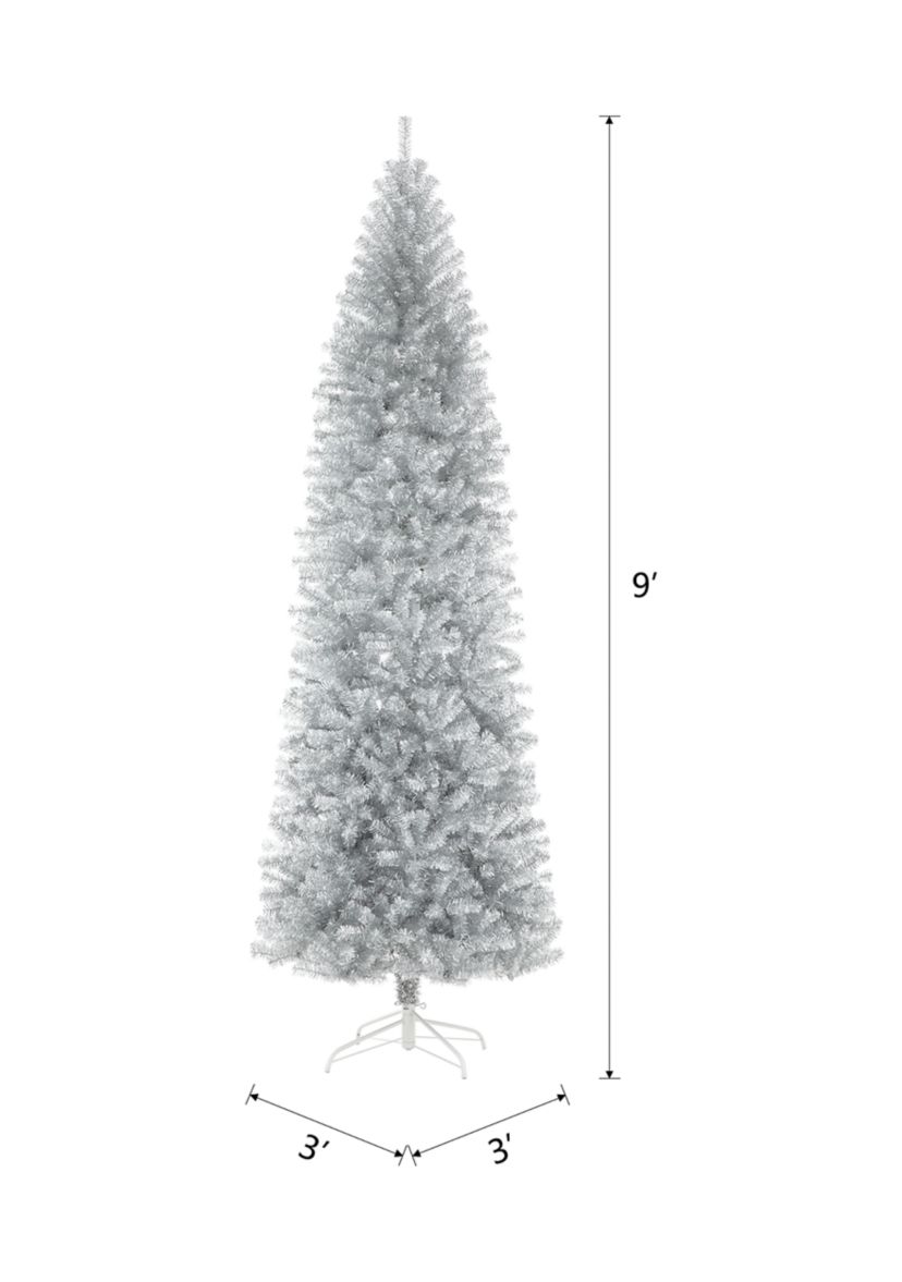 9 Silver Tinsel Artificial Christmas Tree