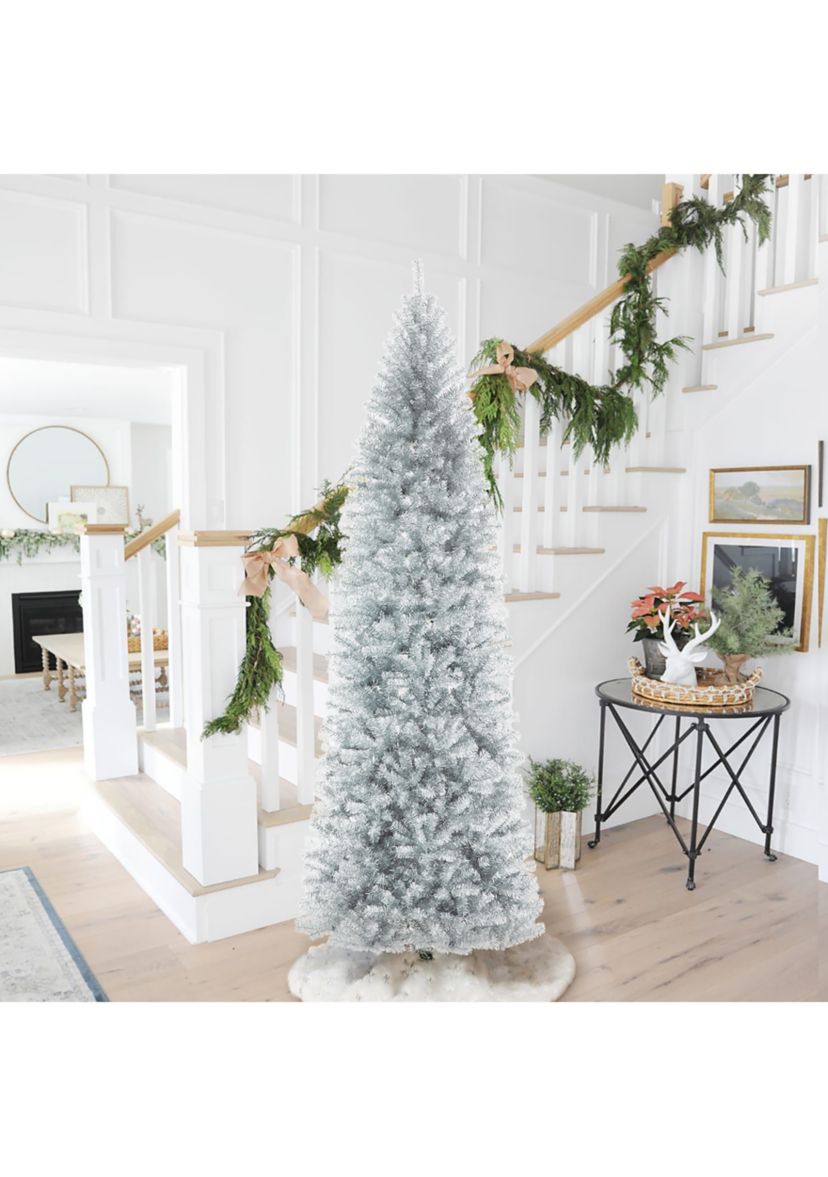 9 Silver Tinsel Artificial Christmas Tree