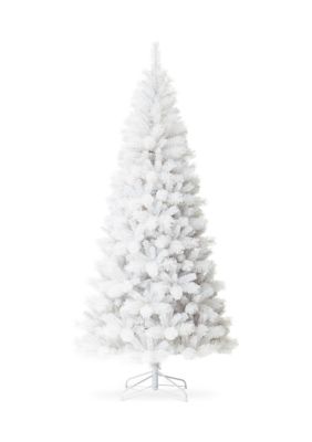 Glitzhome 8-foot Pre-Lit White Pine Slim Artificial Christmas Tree with 500 Warm White Lights, Three Function -  76017262014600130