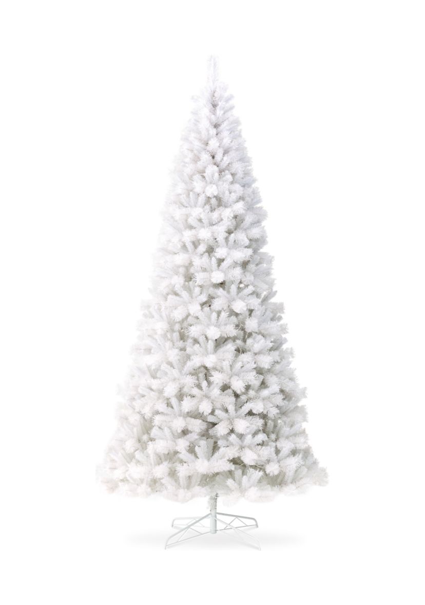 10-foot Pre-Lit White Pine Slim Artificial Christmas Tree with 800 Warm White Lights, Three Function